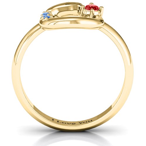 Ouroboros Snake Ring – 10K Yellow Gold with Garnet and Fancy Blue Premium Zirconia