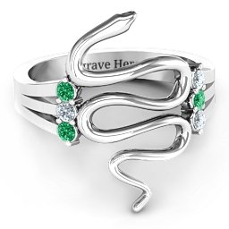 Zig Zag Snake Ring
Snake Ring with Birthstone in 925 Sterling Silver with Emerald and Cubic Zirconia