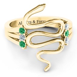 Zig Zag Snake Ring
Snake Ring with Birthstone in 10K Solid Yellow Gold with Emerald and Cubic Zirconia