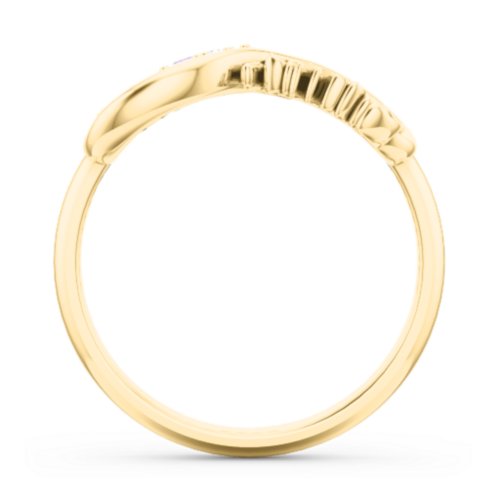 Family Infinite Love with Stones Ring – 10K Yellow Gold with Cubic Zirconia and Amethyst