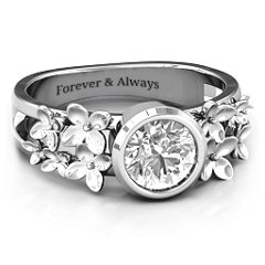 Beautiful Blossoms with Split Shank Ring – Sterling Silver with White Premium Zirconia