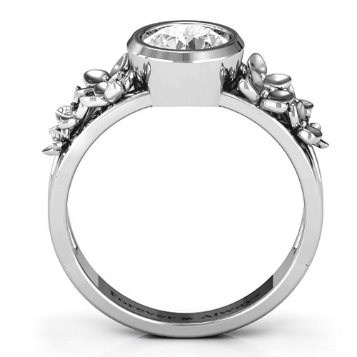 Beautiful Blossoms with Split Shank Ring – Sterling Silver with White Premium Zirconia
