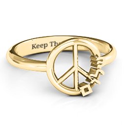 Shalom Peace Ring in 10K Solid Yellow Gold