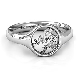 Full Circle Cherry Blossom Ring in 925 Sterling Silver