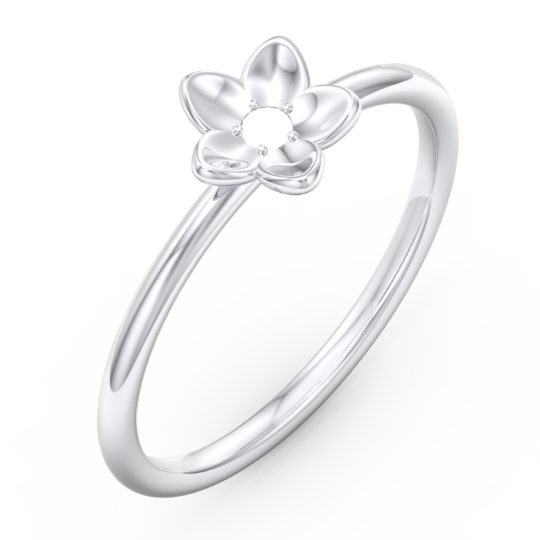 Sterling Silver Stacking Flower RIng with Peridot (Simulated) Stone | Jewlr