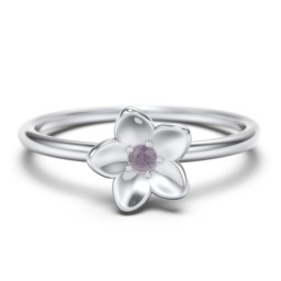 Stacking Flower RIng in 925 Sterling Silver with Alexandrite