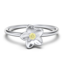 Stacking Flower RIng in 925 Sterling Silver with Citrine