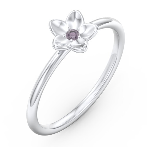 Stacking Flower RIng – Sterling Silver with Alexandrite