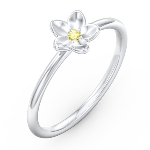 Stacking Flower RIng – Sterling Silver with Citrine