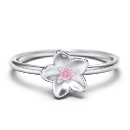 Stacking Flower RIng – Sterling Silver with Pink Tourmaline
