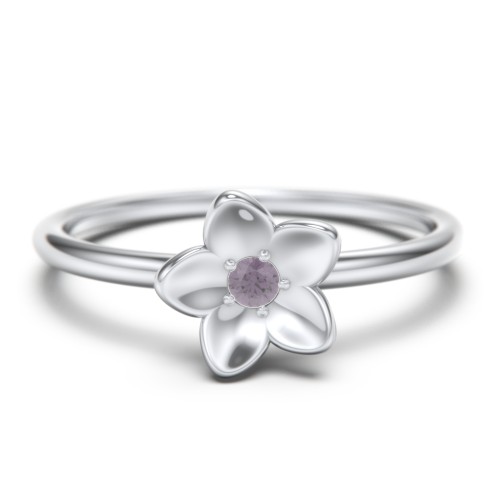 Stacking Flower RIng – Sterling Silver with Alexandrite