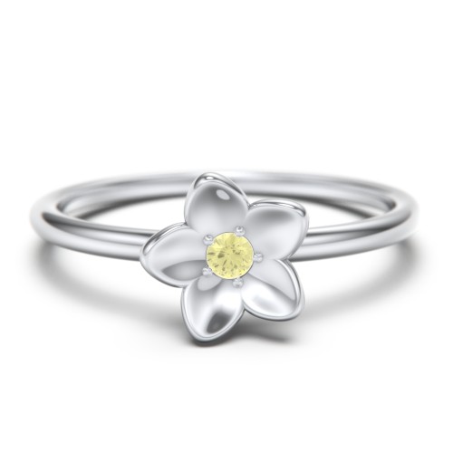 Stacking Flower RIng – Sterling Silver with Citrine