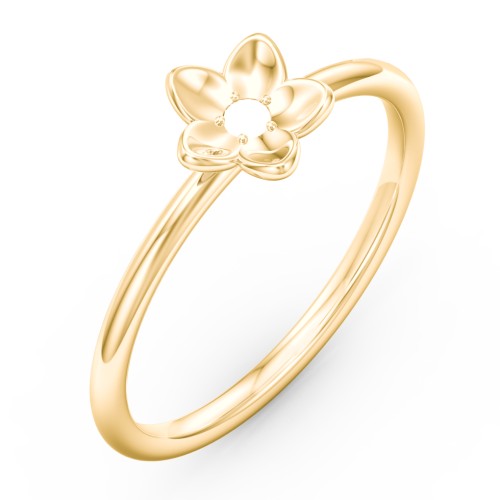 Stacking Flower RIng – 10K Yellow Gold with Blue Sapphire