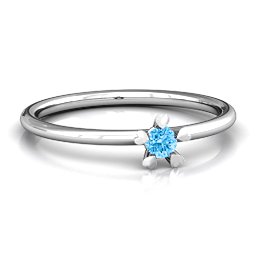 Stackr Hugging Heart Stone Ring in 925 Sterling Silver with Blue Topaz, Aquamarine, Pink Tourmaline, Amethyst, Ruby, and Citrine