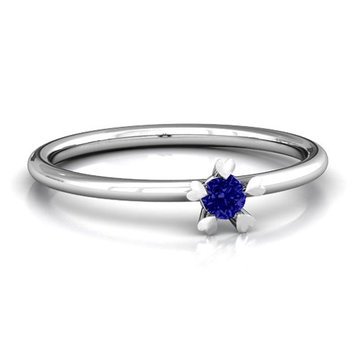 Stackr Hugging Heart Stone Ring – Sterling Silver with Blue Sapphire