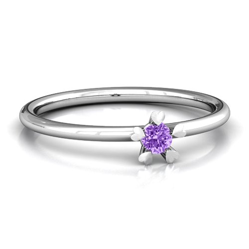 Stackr Hugging Heart Stone Ring – Sterling Silver with Amethyst