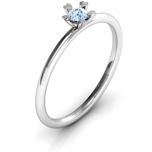 Stackr Hugging Heart Stone Ring – Sterling Silver with Aquamarine