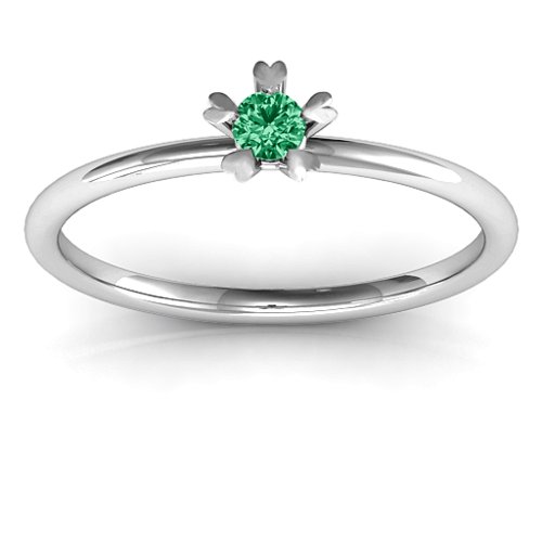 Stackr Hugging Heart Stone Ring – Sterling Silver with Emerald