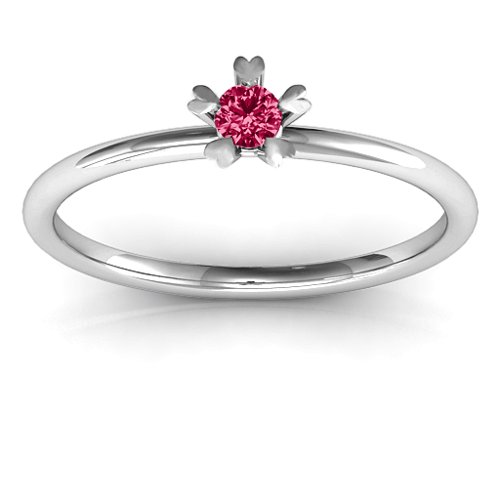 Stackr Hugging Heart Stone Ring – Sterling Silver with Ruby
