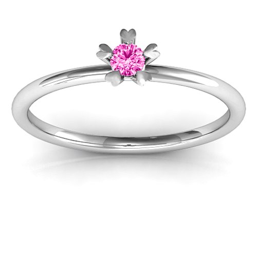 Stackr Hugging Heart Stone Ring – Sterling Silver with Pink Tourmaline