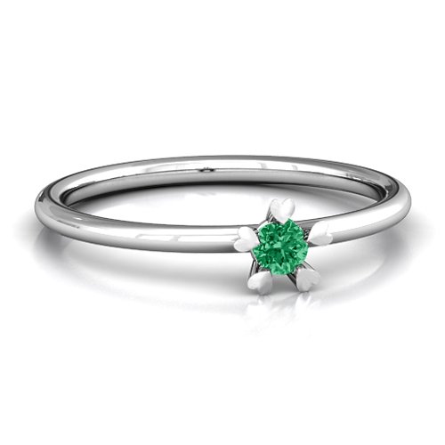 Stackr Hugging Heart Stone Ring – Sterling Silver with Emerald