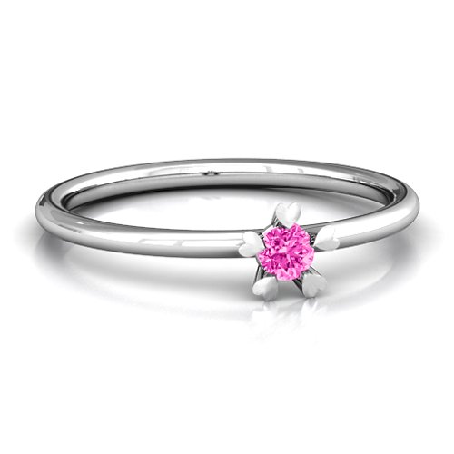 Stackr Hugging Heart Stone Ring – Sterling Silver with Pink Tourmaline