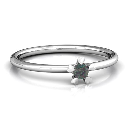 Stackr Hugging Heart Stone Ring – Sterling Silver with Alexandrite