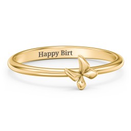 Engravable Stacking Butterfly Ring