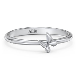 Engravable Stacking Butterfly Ring in 925 Sterling Silver