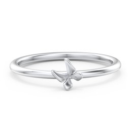 Engravable Stacking Butterfly Ring in 10K Solid White Gold