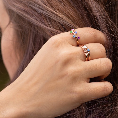 Engravable Stacking Butterfly Ring – 10K White Gold