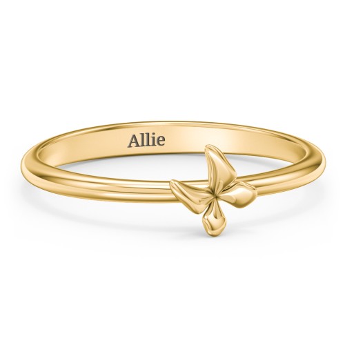 Engravable Stacking Butterfly Ring – 10K Yellow Gold