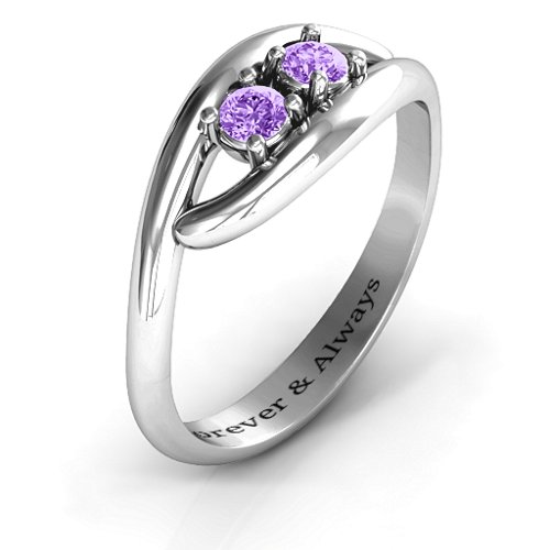Perfect Pair Couple's Ring – Sterling Silver with Amethyst