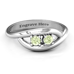 Perfect Pair Couple's Ring in 925 Sterling Silver with Peridot