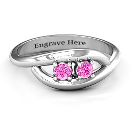 Perfect Pair Couple's Ring in 925 Sterling Silver with Pink Tourmaline
