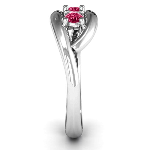 Perfect Pair Couple's Ring – Sterling Silver with Ruby