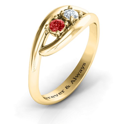 Perfect Pair Couple's Ring – 10K Yellow Gold with Garnet and Cubic Zirconia