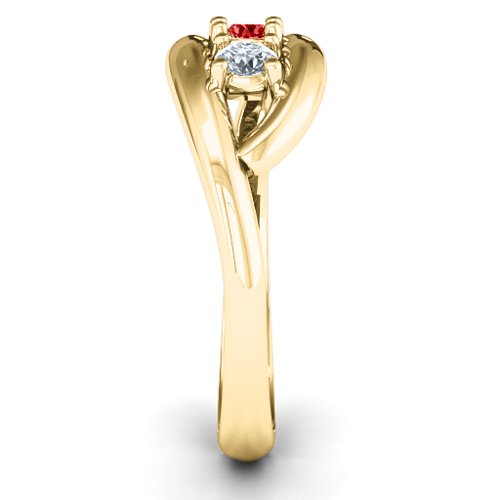 Perfect Pair Couple's Ring – 10K Yellow Gold with Garnet and Cubic Zirconia