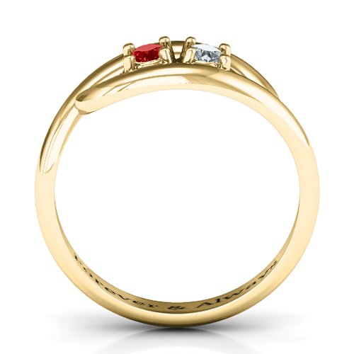 Perfect Pair Couple's Ring – 10K Yellow Gold with Garnet and Cubic Zirconia
