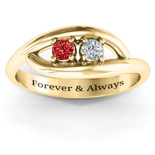 Perfect Pair Couple's Ring – 10K Yellow Gold with Garnet and Cubic Zirconia