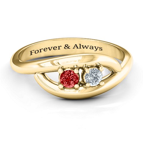 Perfect Pair Couple's Ring – 10K Yellow Gold with Garnet and Cubic Zirconia
