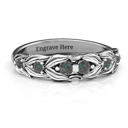 Leaves of Love 6 Stone Ring in 925 Sterling Silver with Alexandrite