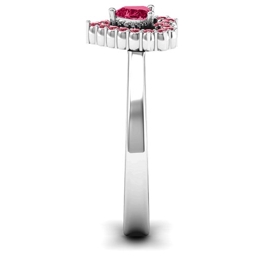Heart in Heart Halo Ring – Sterling Silver with Ruby and Red Premium Zirconia