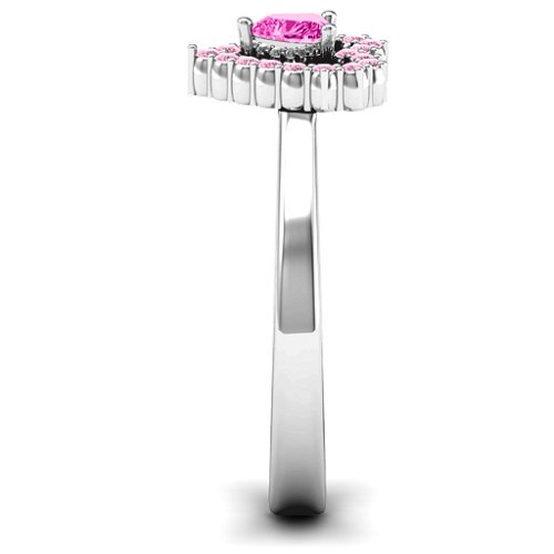 Heart in Heart Halo Ring – Sterling Silver with Pink Tourmaline and Fancy Pink Premium Zirconia