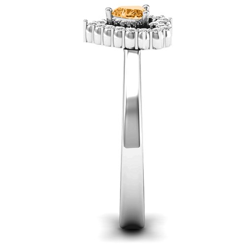 Heart in Heart Halo Ring – Sterling Silver with Citrine and White Premium Zirconia