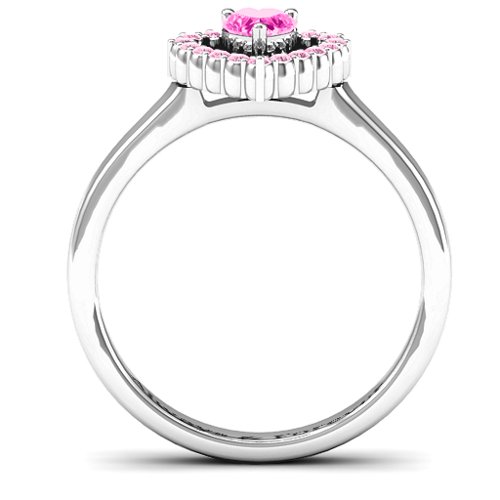 Heart in Heart Halo Ring – Sterling Silver with Pink Tourmaline and Fancy Pink Premium Zirconia