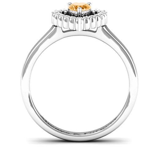 Heart in Heart Halo Ring – Sterling Silver with Citrine and White Premium Zirconia