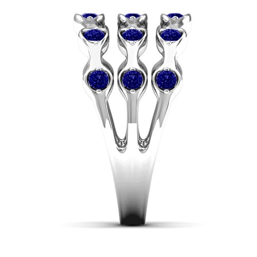 Alternating Stone Fashion Wave Ring