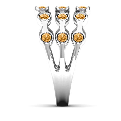 Alternating Stone Fashion Wave Ring – Sterling Silver with Citrine