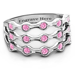 3 Row Fashion Wave Ring